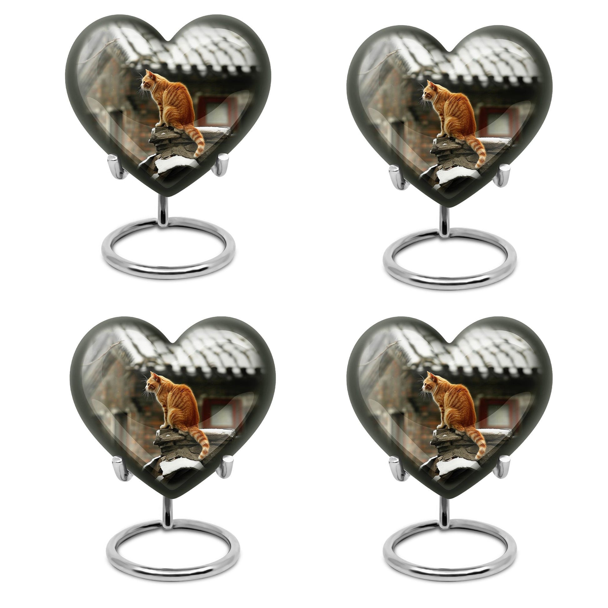 orange cat heart urn for ashes