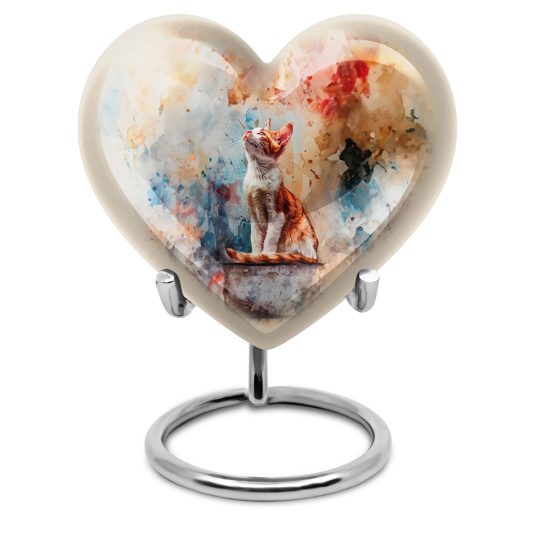 10-inch orange cat heart cremation urn