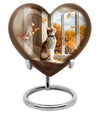 heart-shaped orange cat urn for human ashes