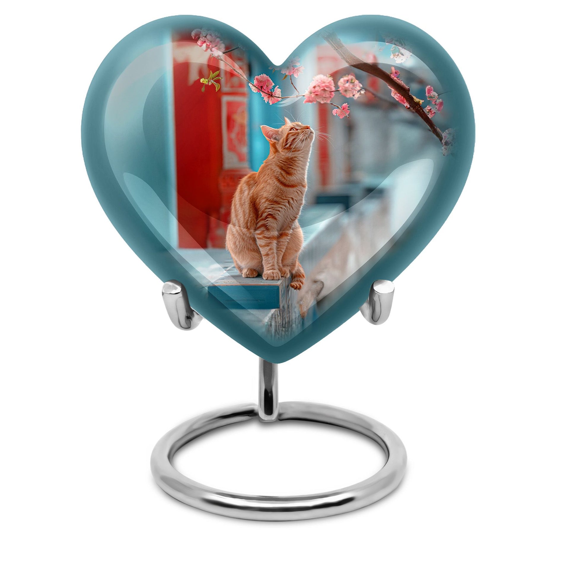 orange cat heart burial urn