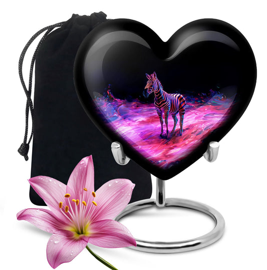  Heart-Shaped Zebra Cremation Urn for burial, 