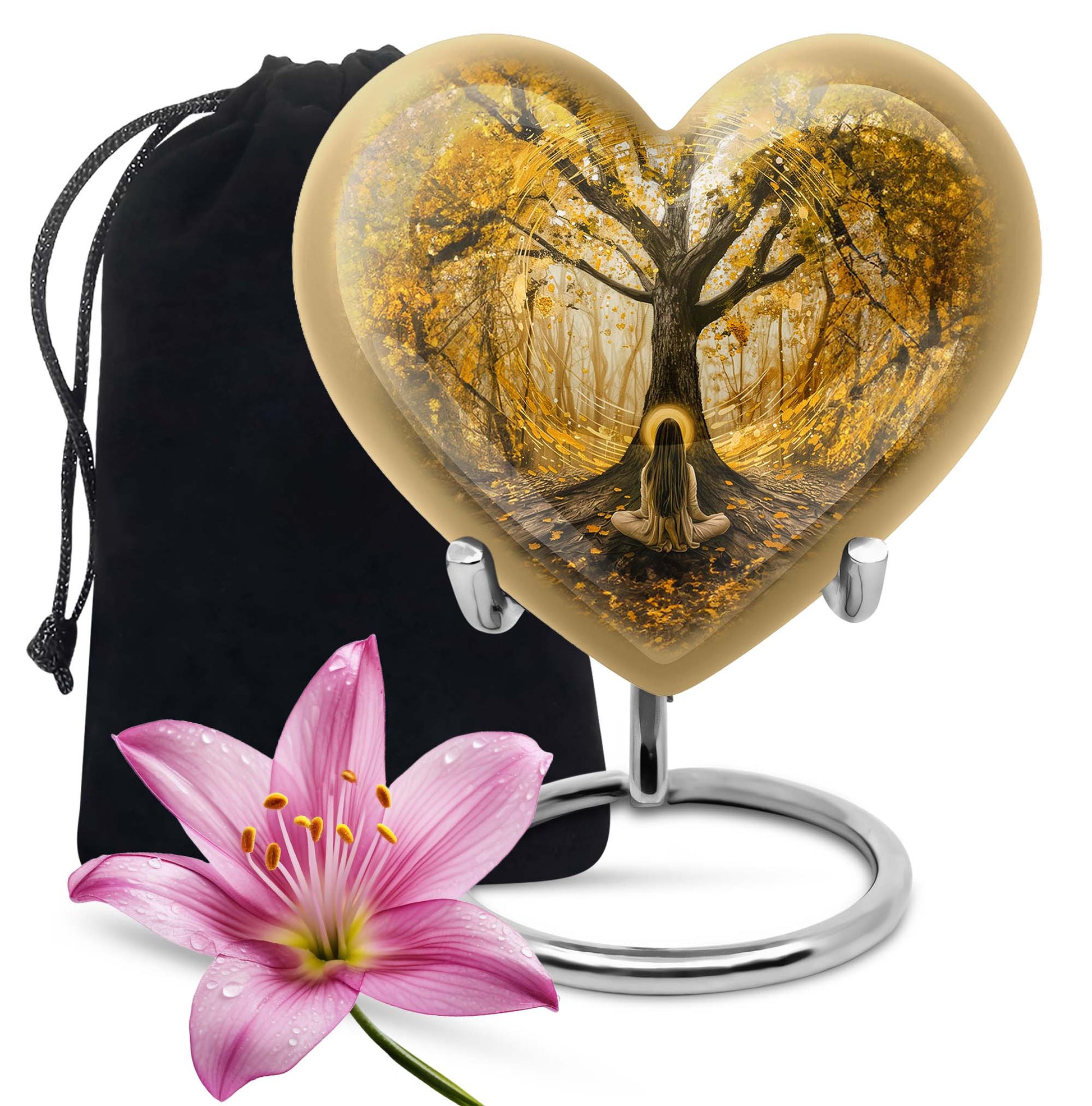 heart-shaped Tree of Life urn for human ashes