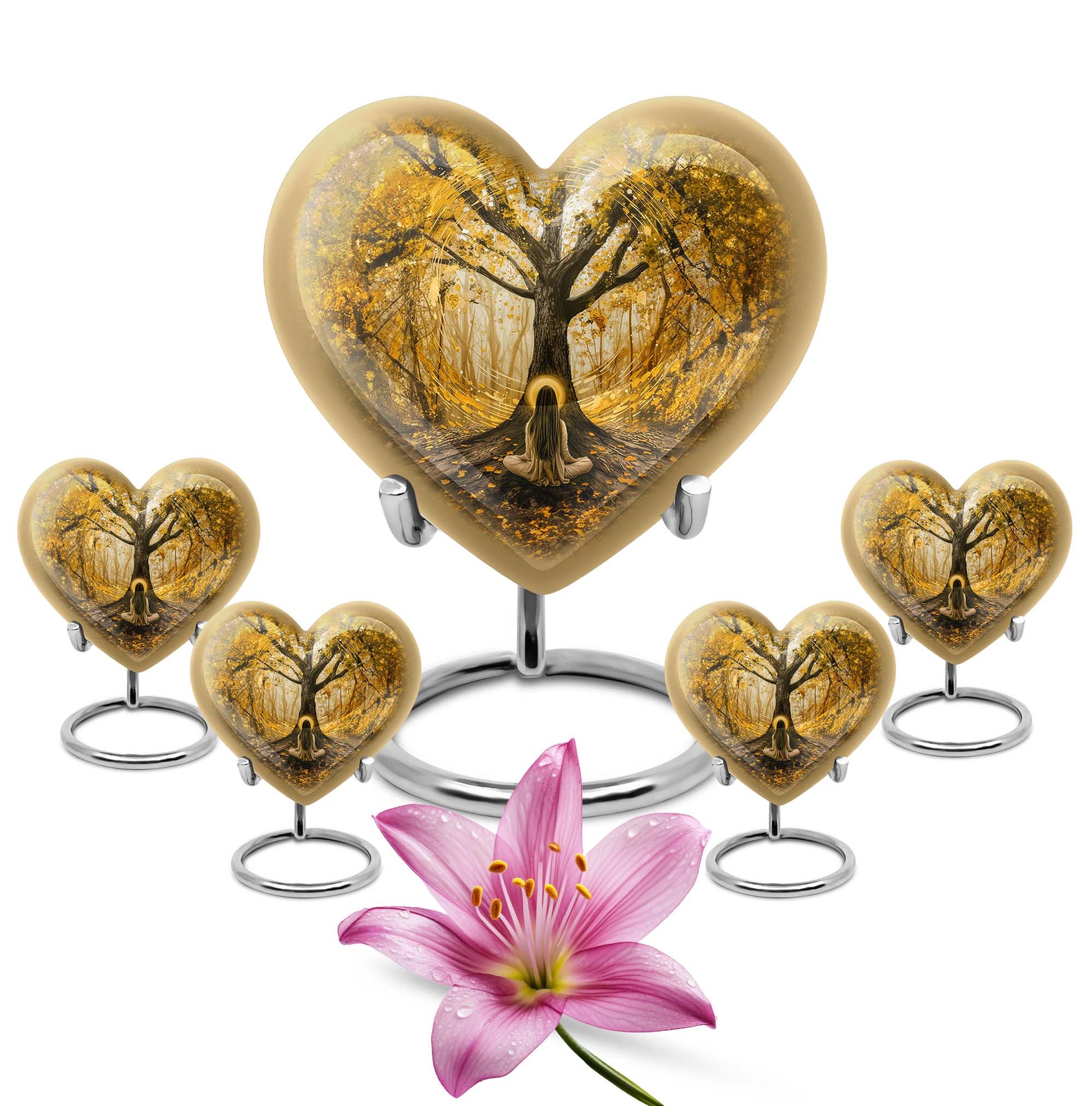 heart-shaped Tree of Life urn for human ashes