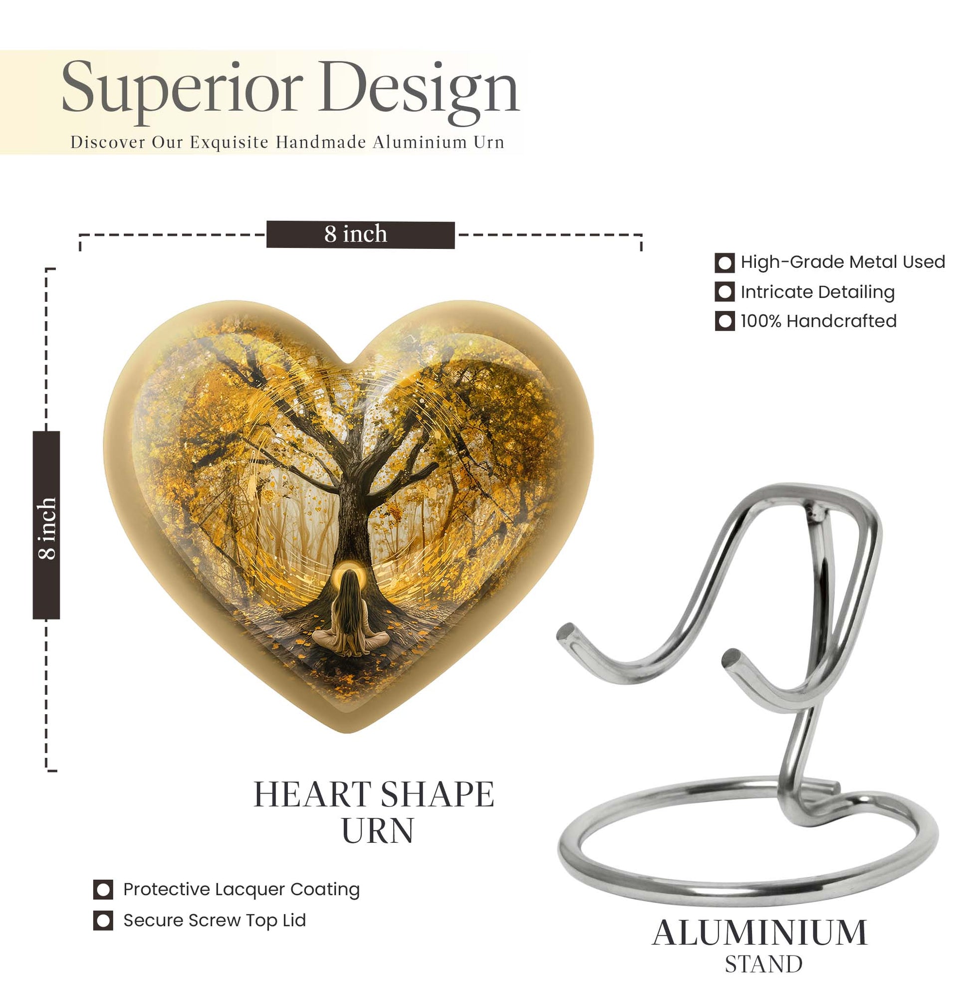 heart-shaped Tree of Life urn for human ashes