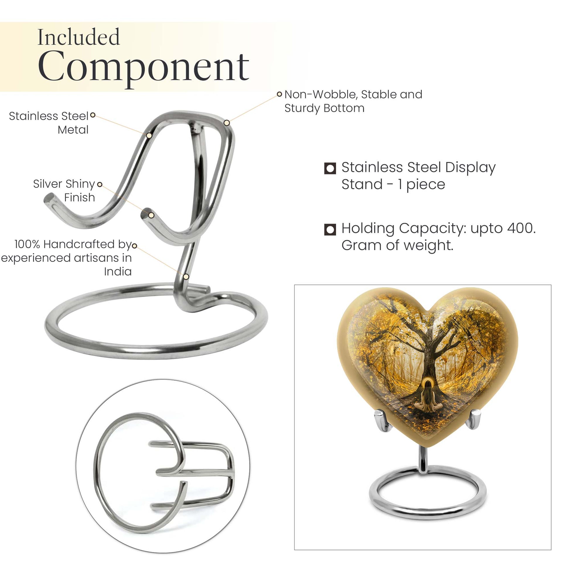 heart-shaped Tree of Life urn for human ashes