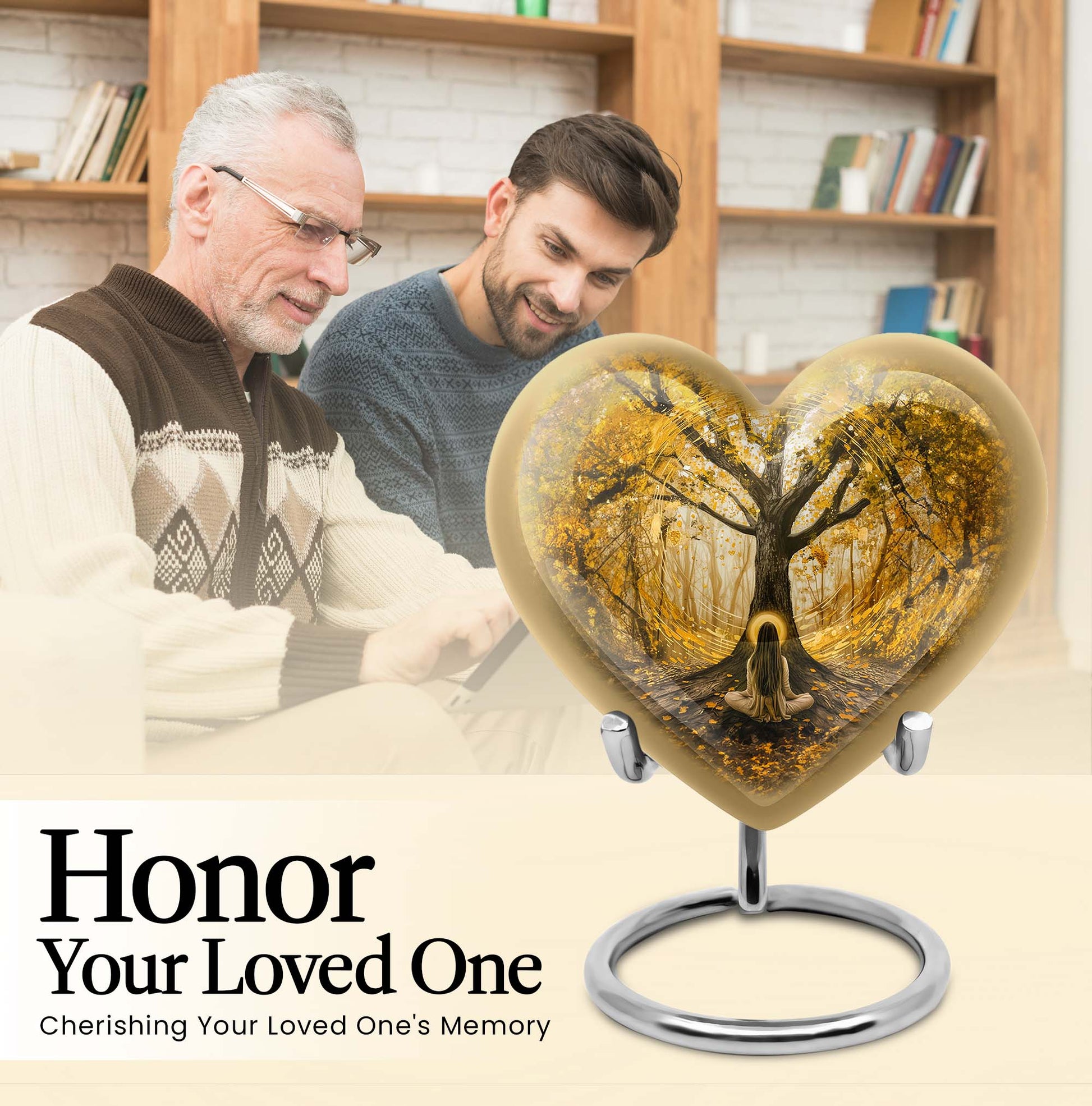 heart-shaped Tree of Life urn for human ashes