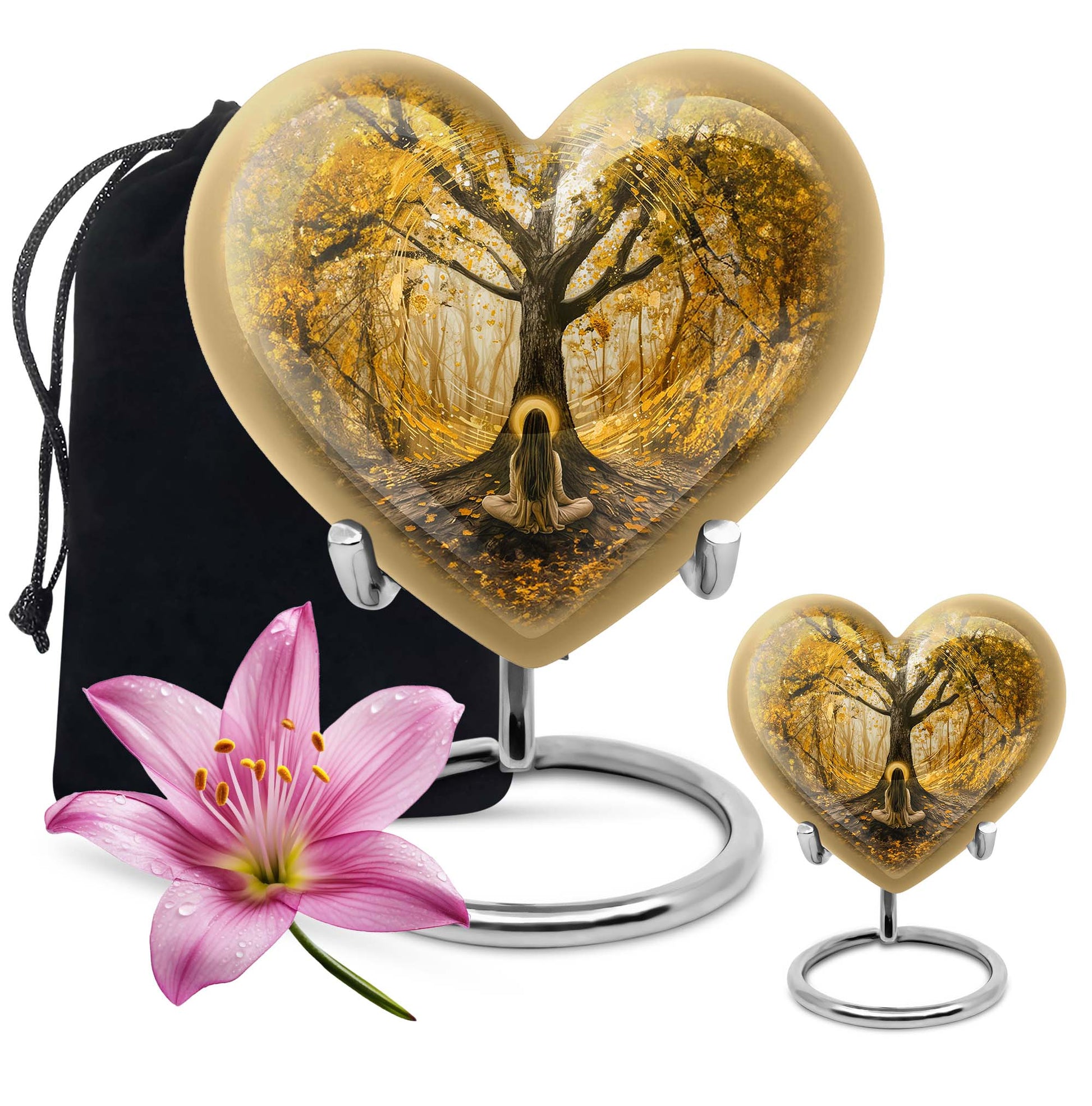 heart-shaped Tree of Life urn for human ashes