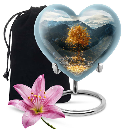 heart-shaped Tree of Life Cremation Urn