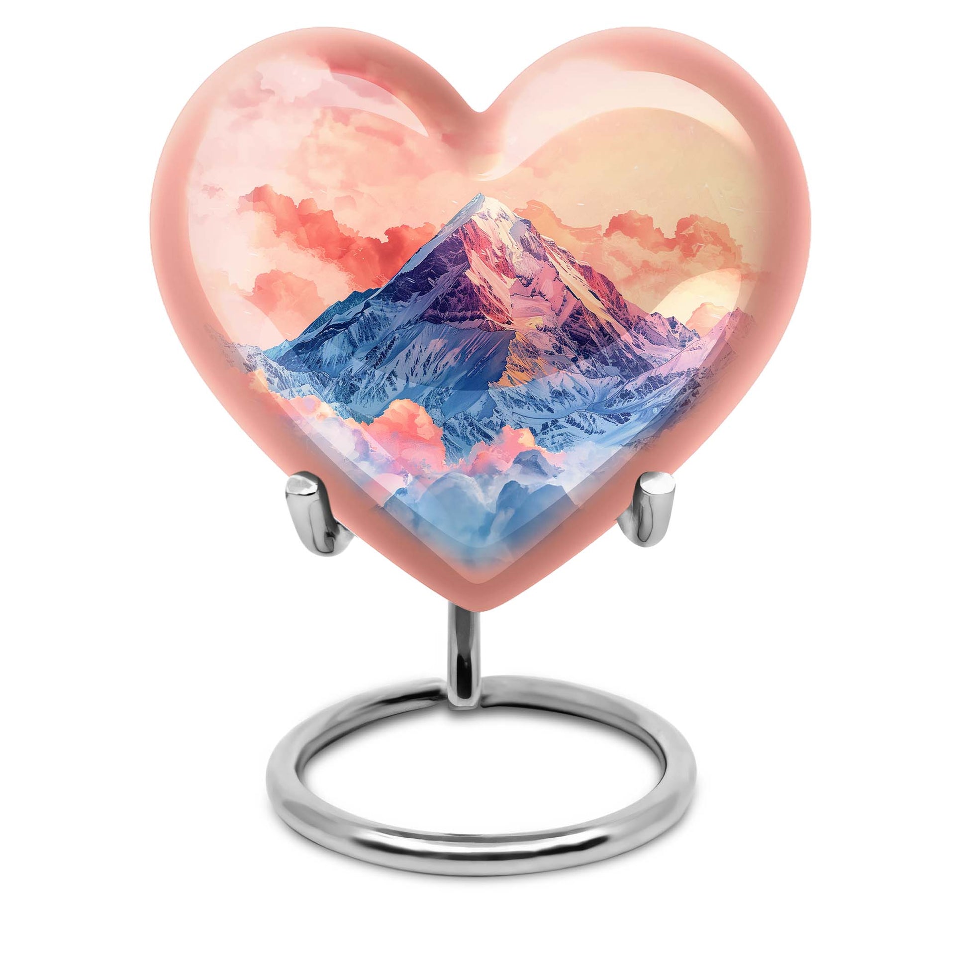 10-inch heart-shaped mountains urn for cremation or memorial, made of aluminium