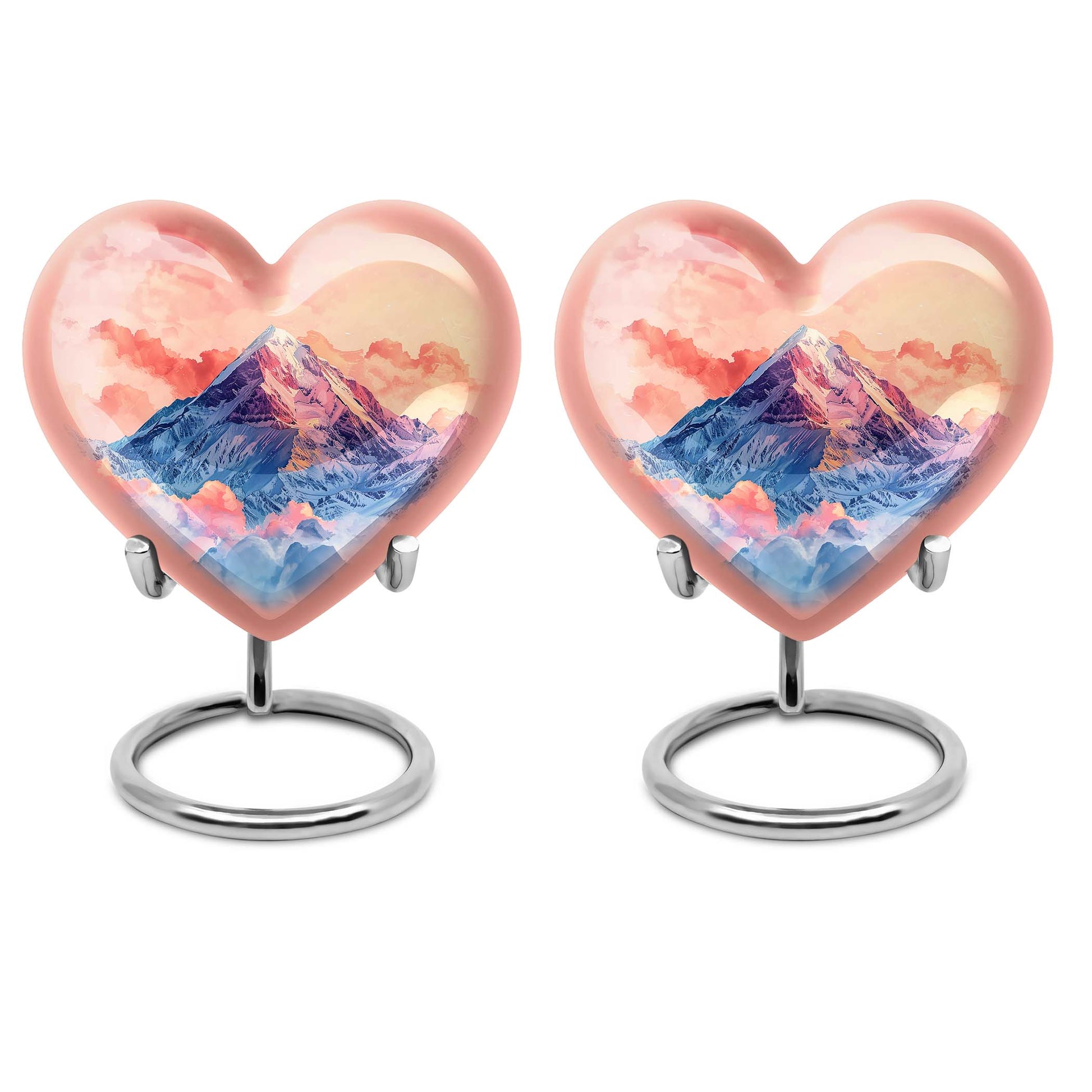 10-inch heart-shaped mountains urn for cremation or memorial, made of aluminium