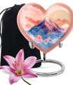 10-inch heart-shaped mountains urn for cremation or memorial, made of aluminium