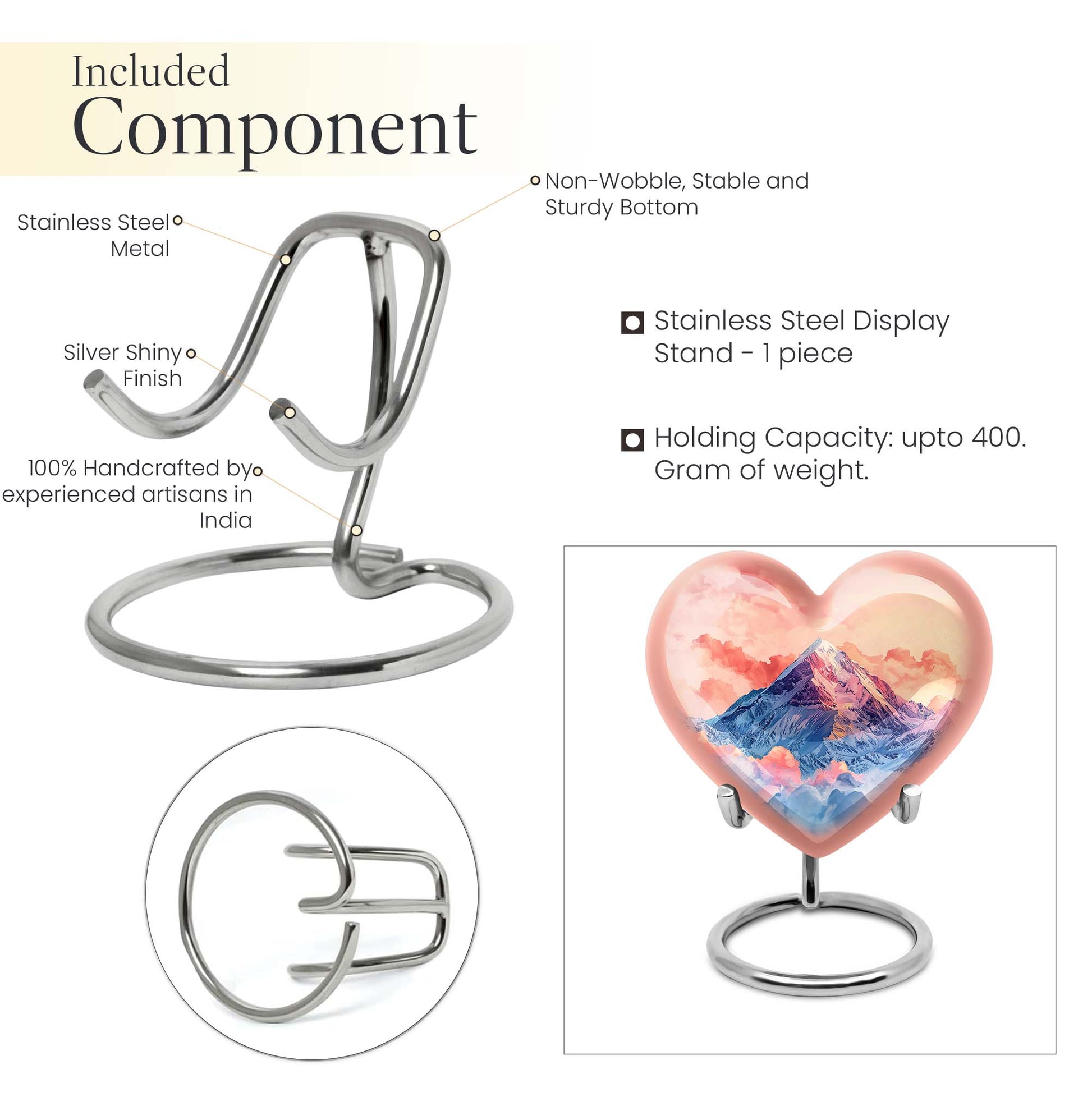 10-inch heart-shaped mountains urn for cremation or memorial, made of aluminium