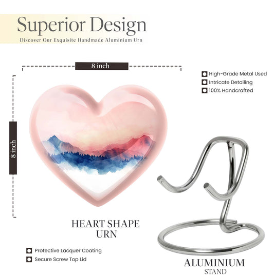  heart-shaped burial urn for adult human ashes