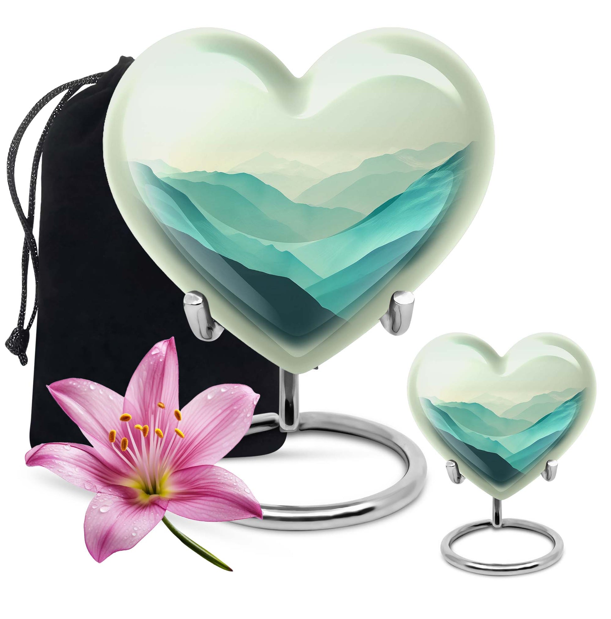 heart-shaped mountains urn