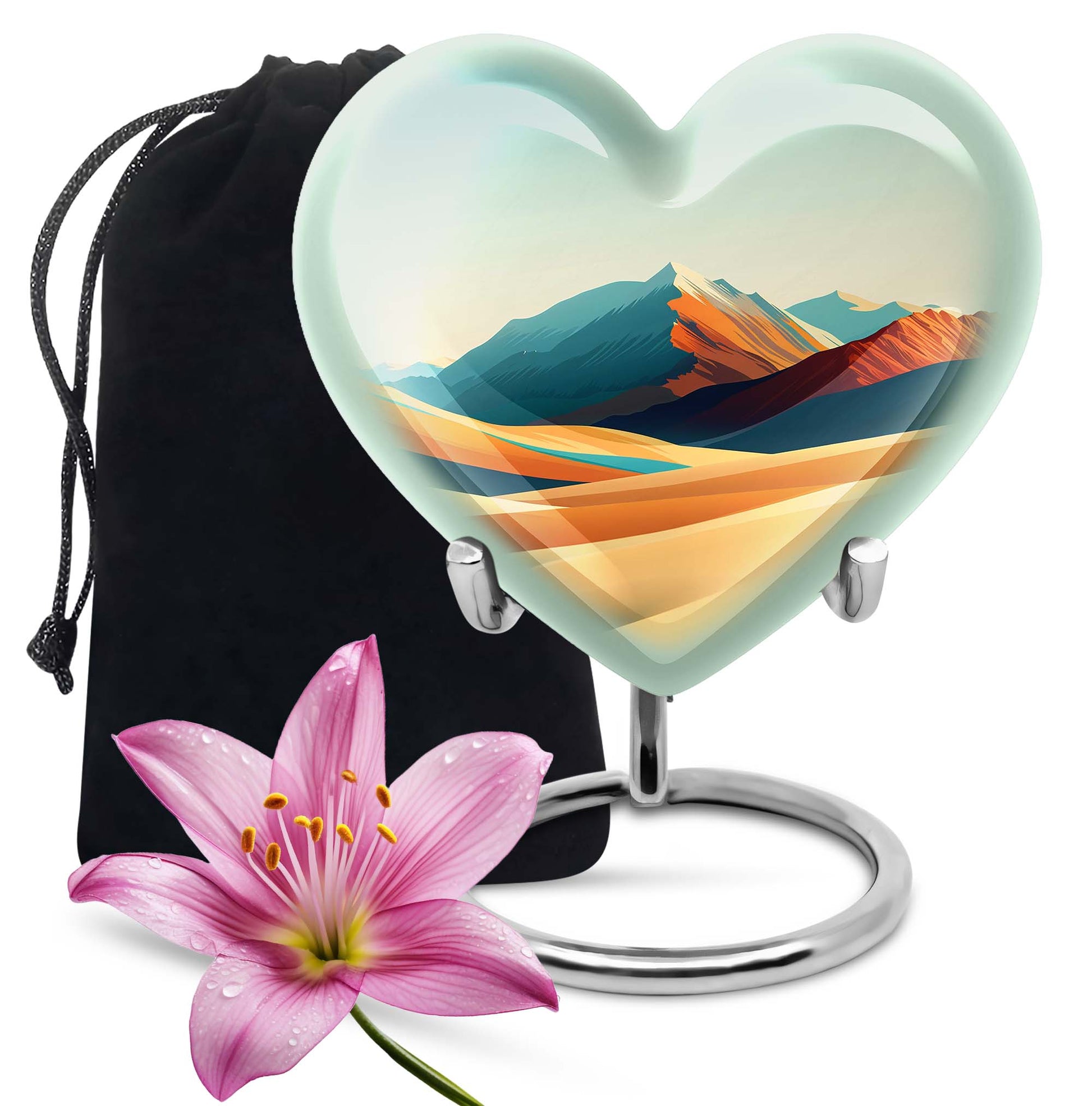 heart-shaped mountains urn for dad's ashes