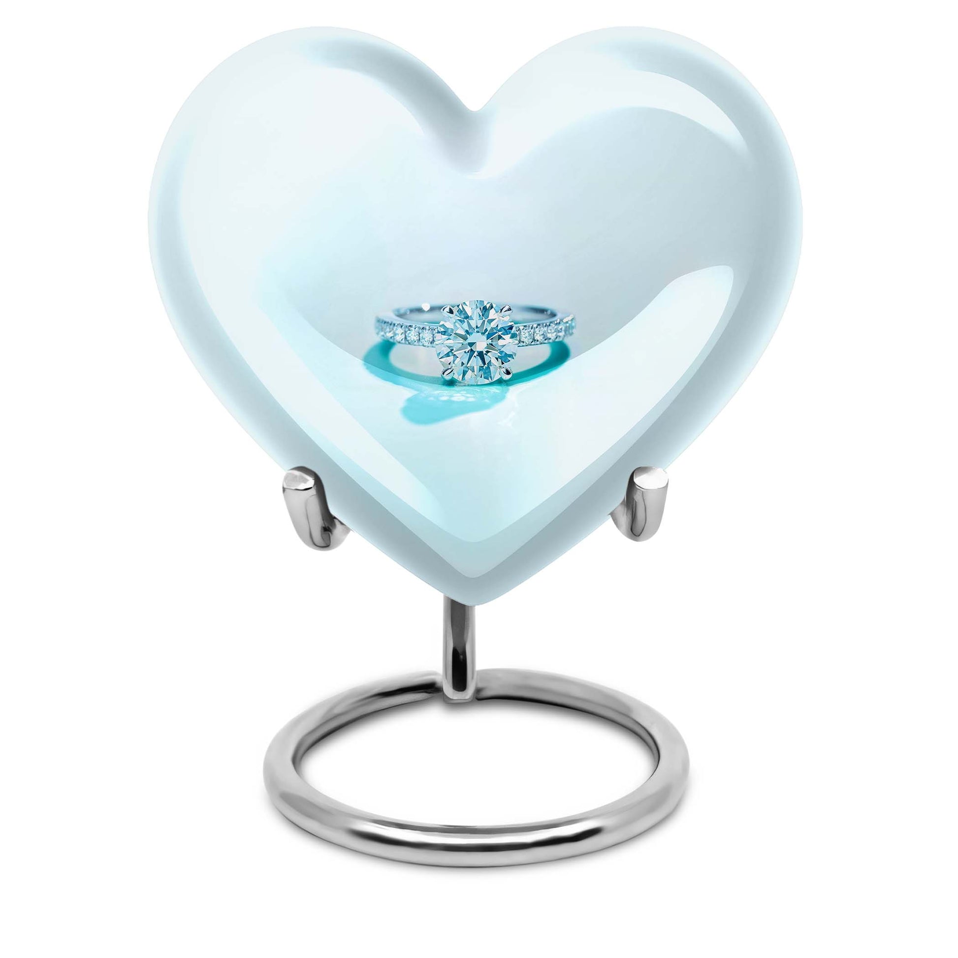 10 inch heart ring urn made of aluminium for men's ashes, customizable with engraving