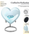 10 inch heart ring urn made of aluminium for men's ashes, customizable with engraving