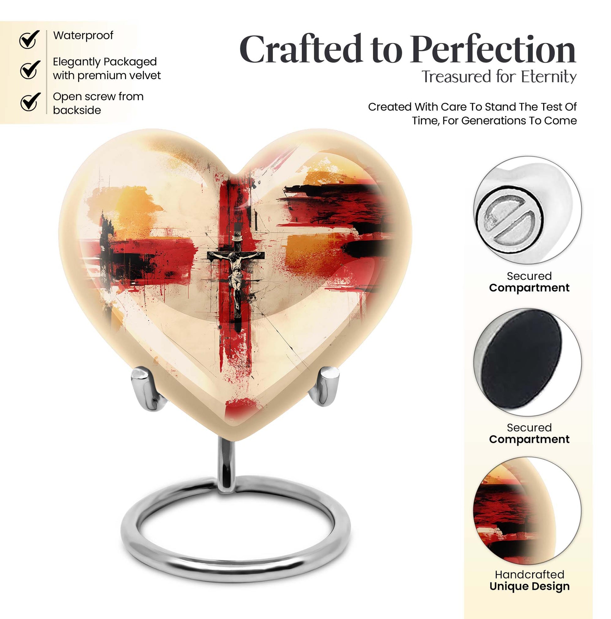 heart-shaped Jesus Urn for human ashes