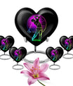 10 inch aluminium heart abstract golf urn, customizable large urn for ashes with velvet pouch
