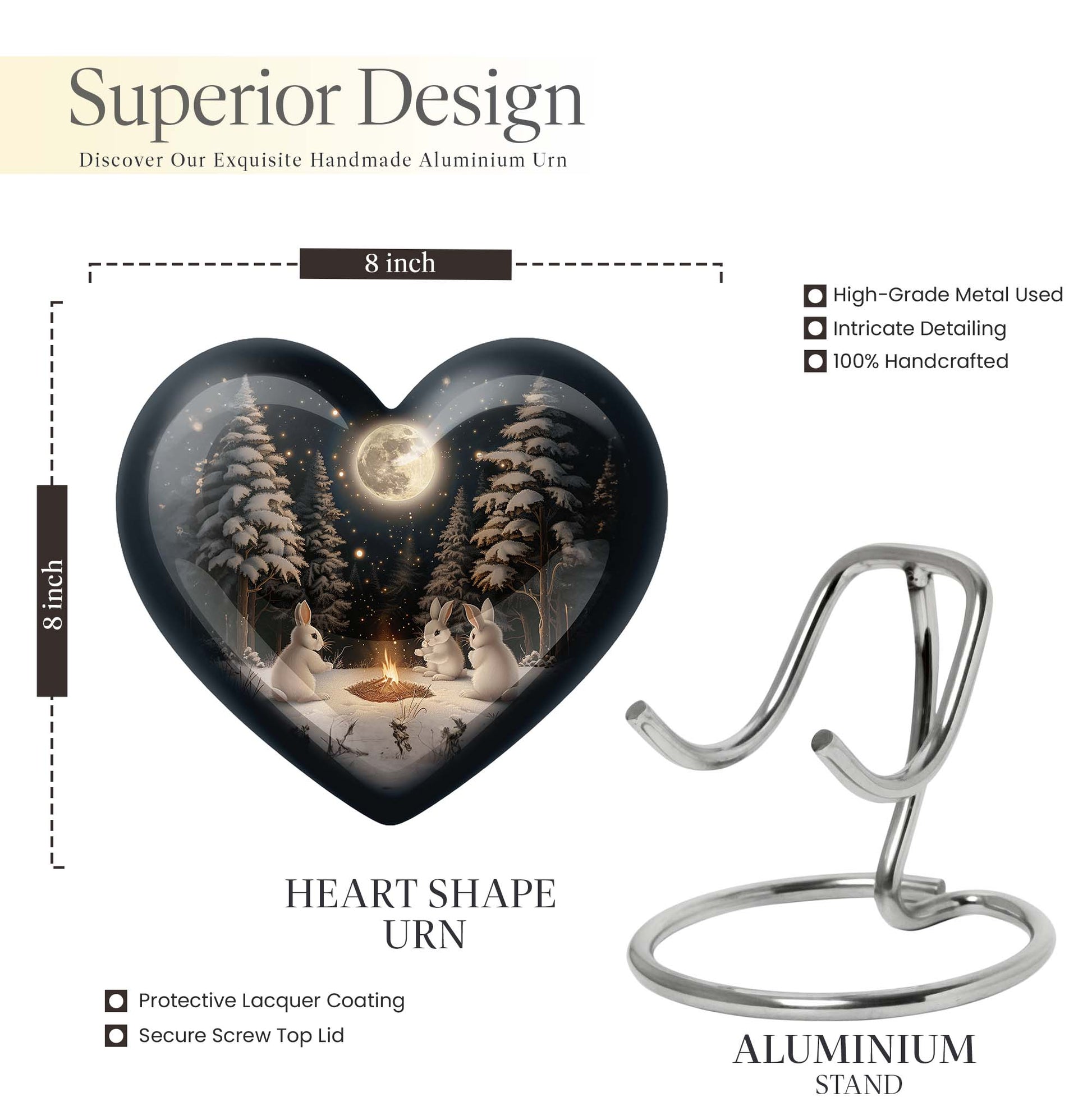  heart urn for large cremation ashes, customization 