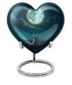 Heart-shaped white bunny moon cremation urn