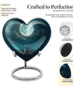 Heart-shaped white bunny moon cremation urn