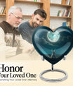 Heart-shaped white bunny moon cremation urn