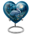 White bunny moon Heart Urn, 10-inch memorial cremation urn for mom in Aluminium with engraving option