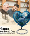 White bunny moon Heart Urn, 10-inch memorial cremation urn for mom in Aluminium with engraving option