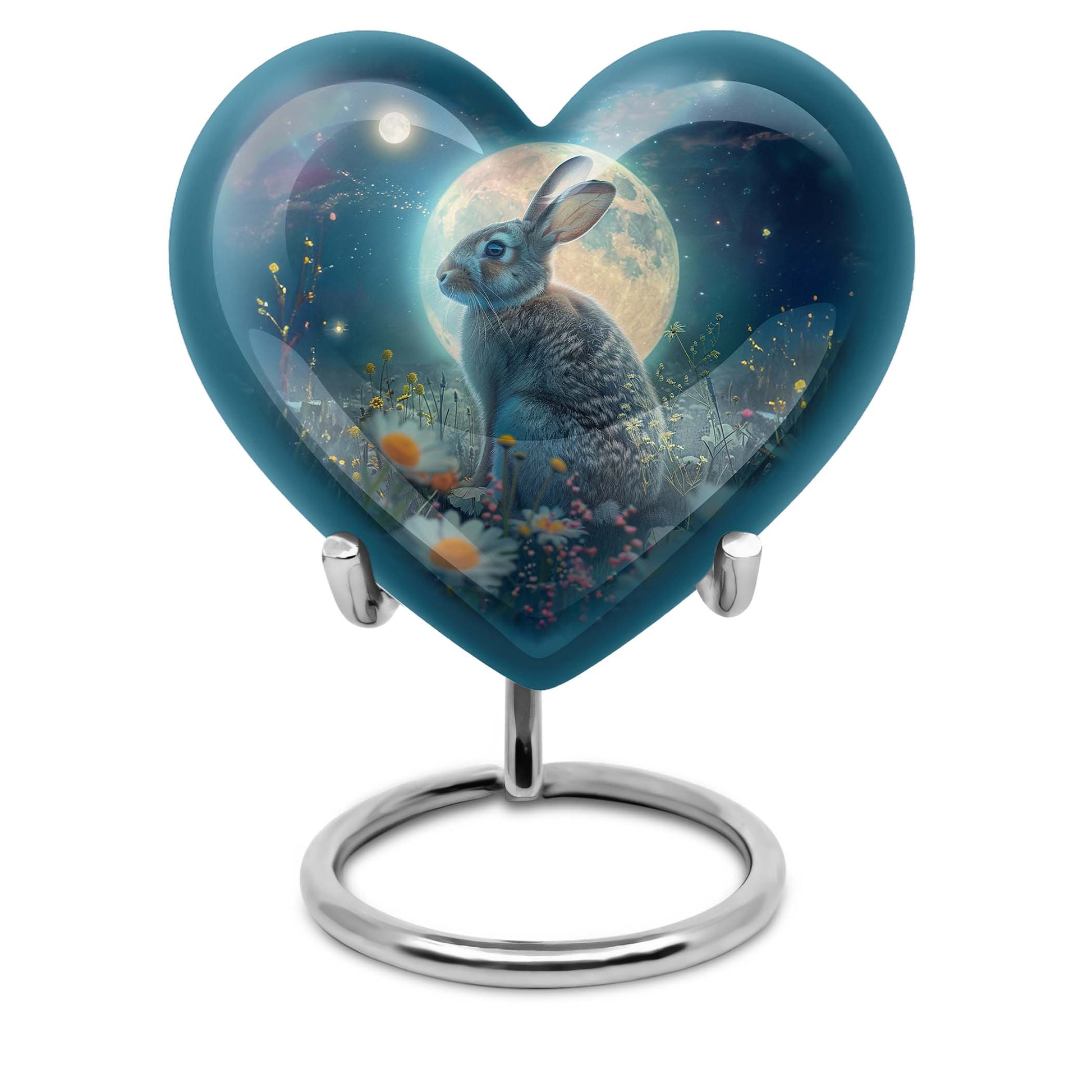 10-inch white bunny moon and heart-designed 