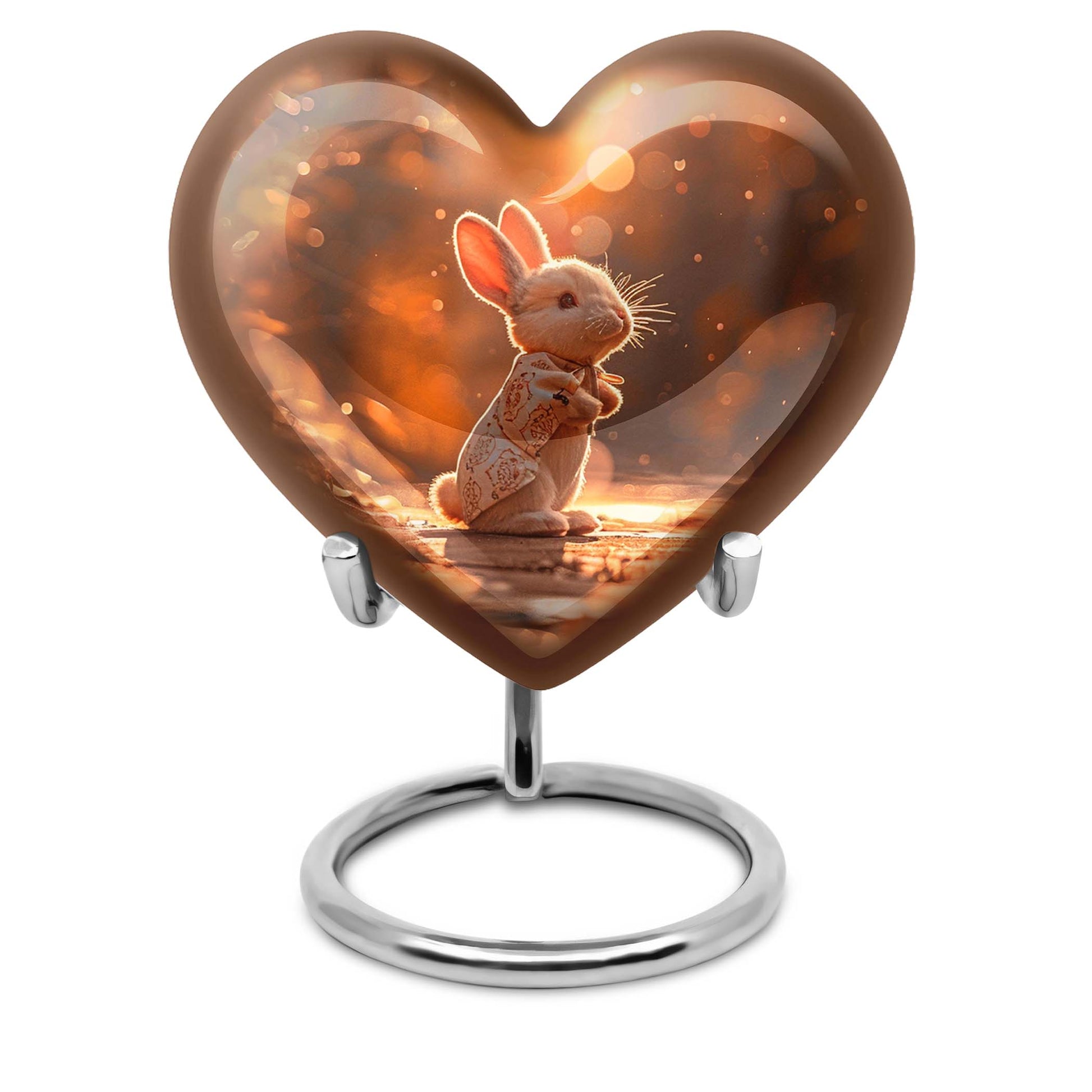 white bunny moon heart urn