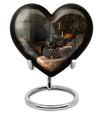 10-inch heart-themed guitar urn in aluminum, personalize it