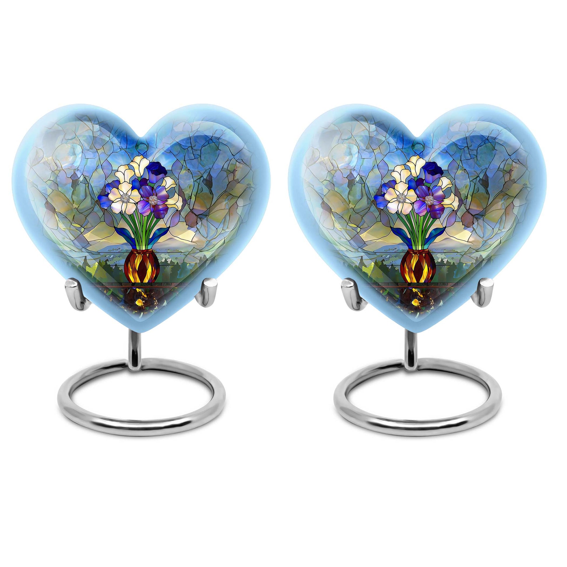 heart-shaped stained glass burial urn