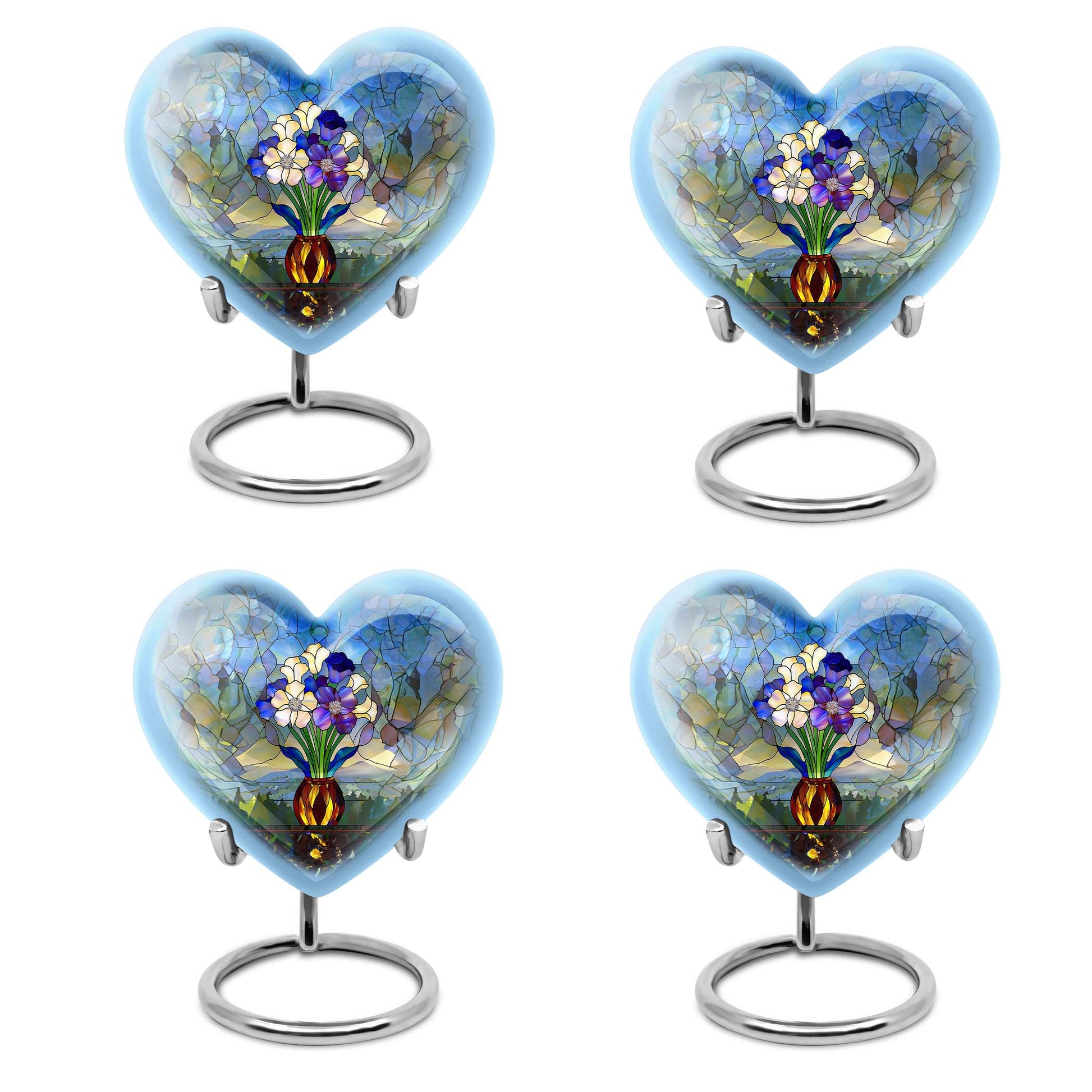 heart-shaped stained glass burial urn