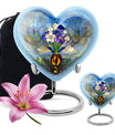 heart-shaped stained glass burial urn