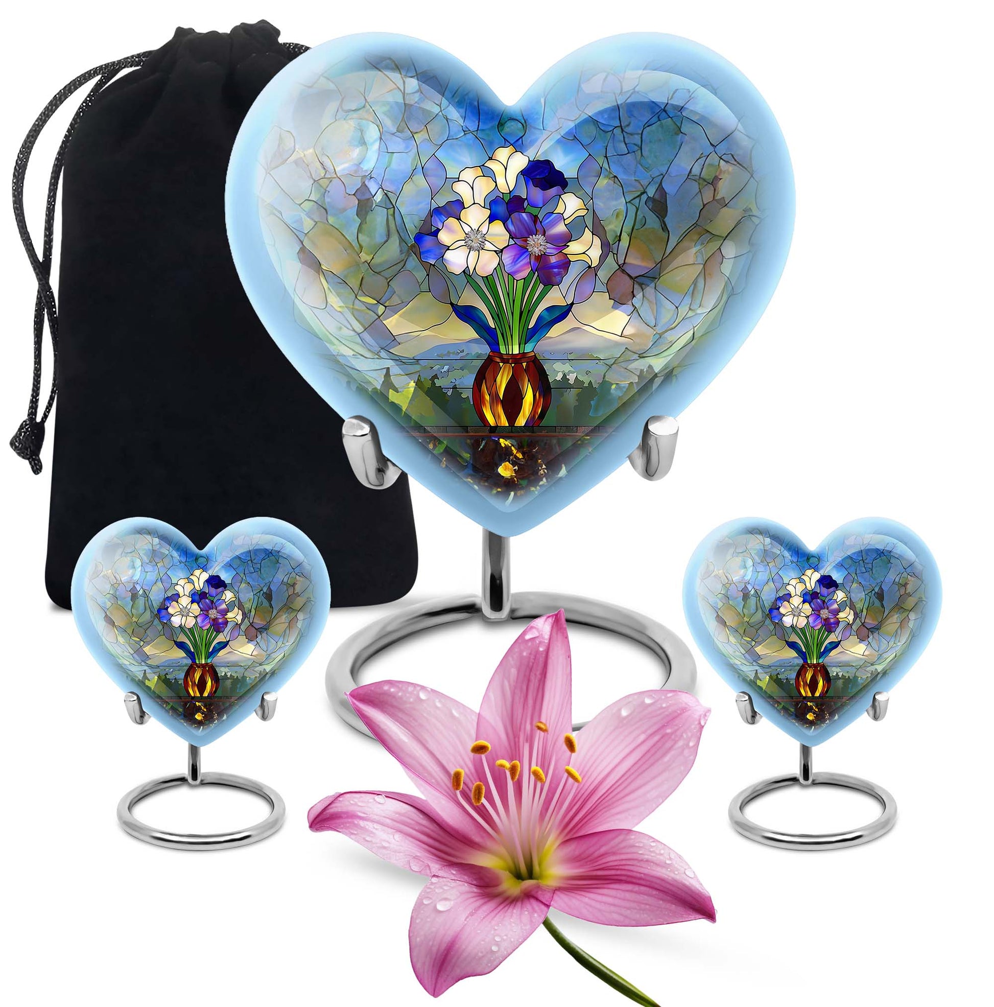 heart-shaped stained glass burial urn