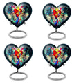 Heart-shaped stained glass urn for ashes, customizable with engraved names