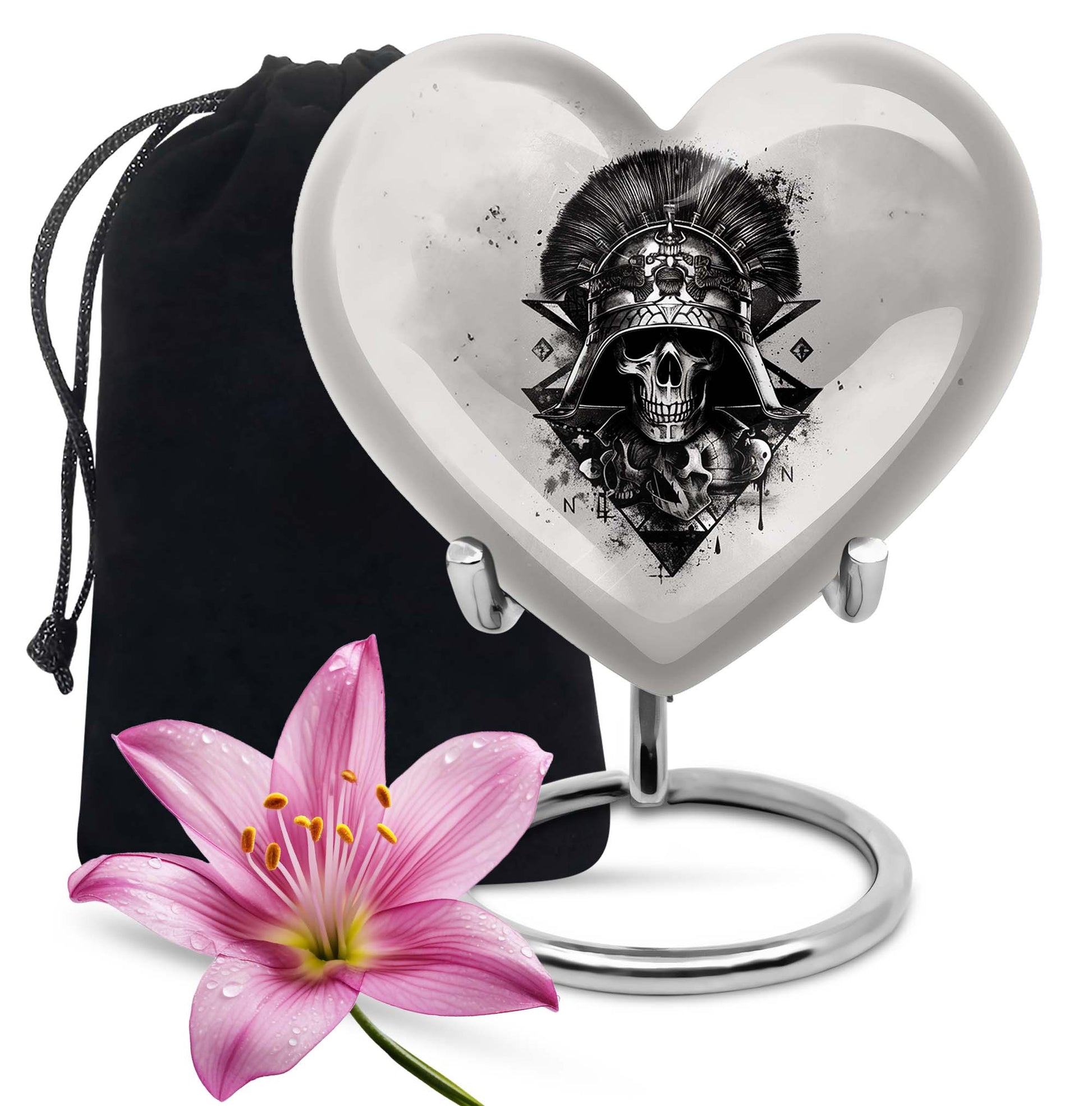 heart-shaped Catholic urn for human ashes