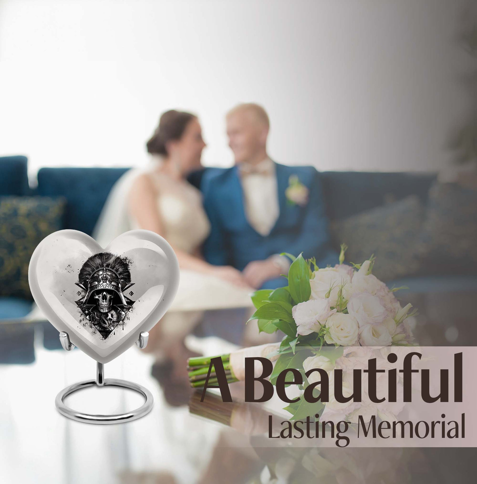 heart-shaped Catholic urn for human ashes