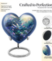 10-inch Cosmic Dragonfly Heart Urn for ashes, Aluminium construction with velvet pouch