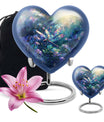 10-inch Cosmic Dragonfly Heart Urn for ashes, Aluminium construction with velvet pouch