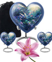 10-inch Cosmic Dragonfly Heart Urn for ashes, Aluminium construction with velvet pouch