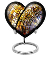 heart-shaped stained glass cremation urn for males