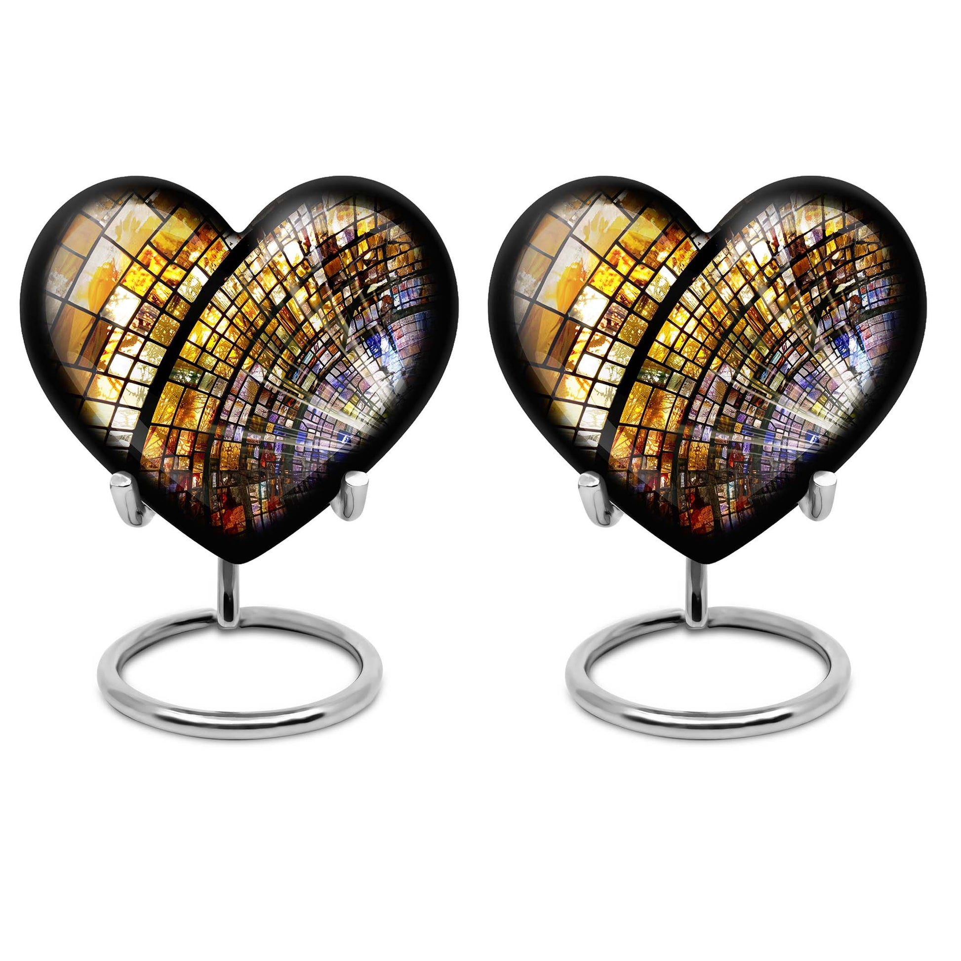 heart-shaped stained glass cremation urn for males