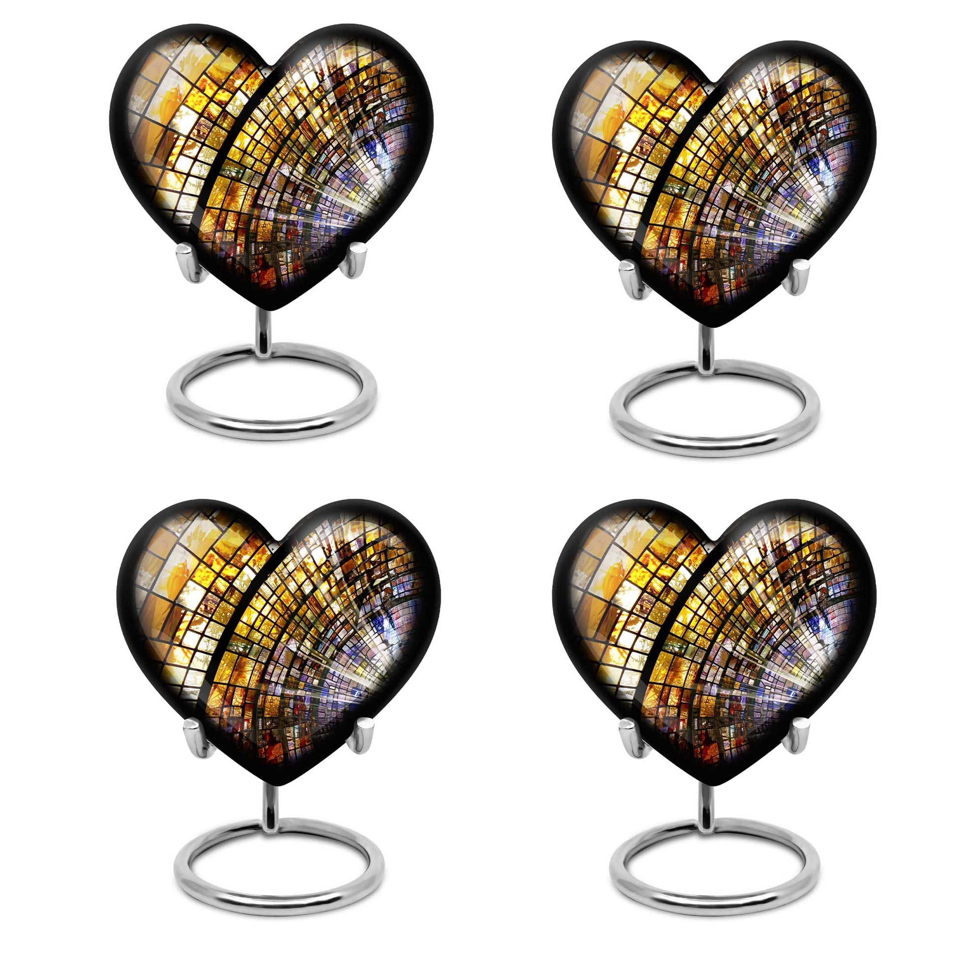 heart-shaped stained glass cremation urn for males