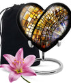 heart-shaped stained glass cremation urn for males