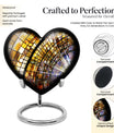 heart-shaped stained glass cremation urn for males