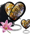 heart-shaped stained glass cremation urn for males