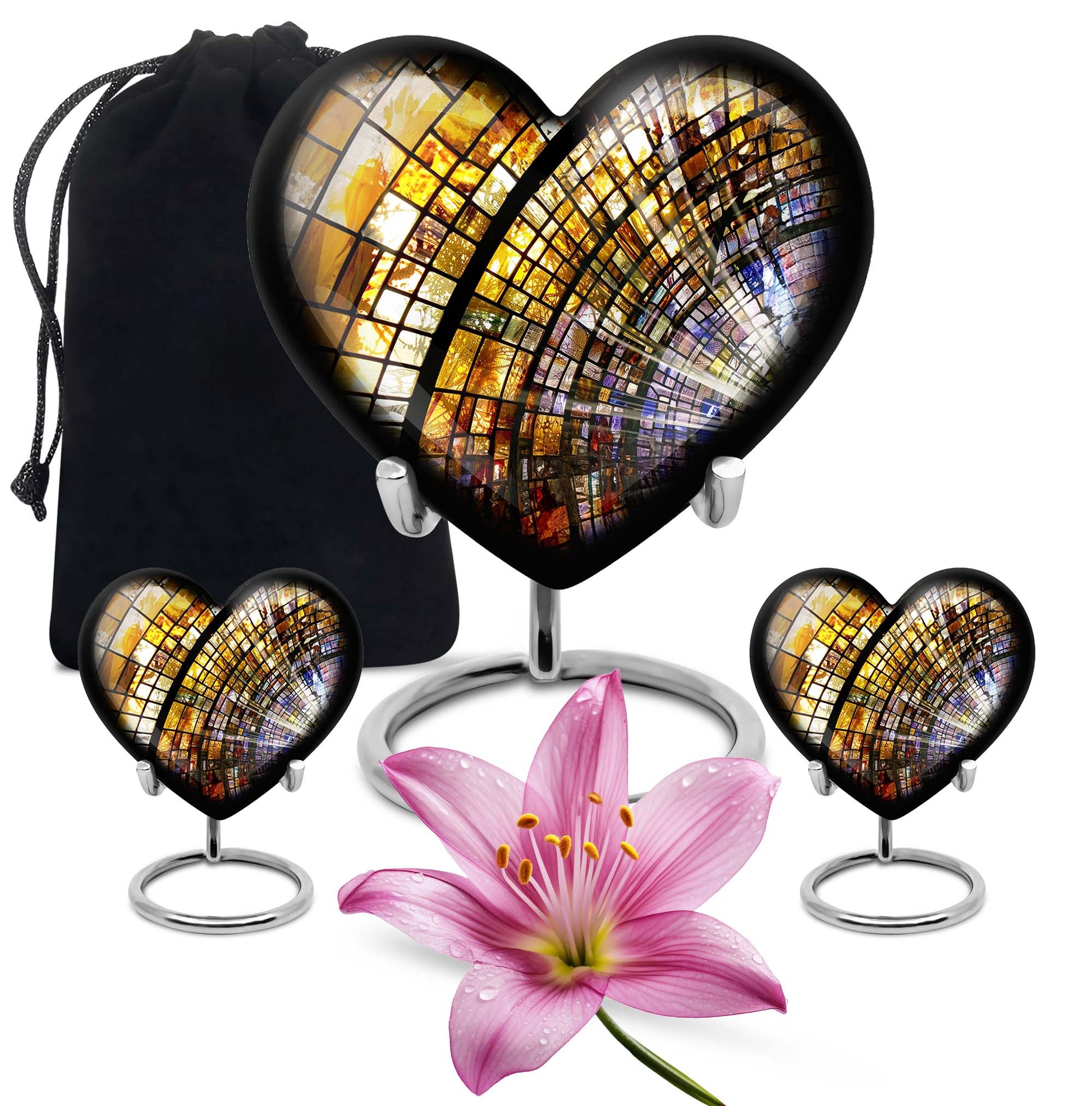 heart-shaped stained glass cremation urn for males