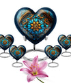 10-inch heart-shaped stained glass urn for women ashes with abstract design